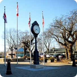 Amherstburg downtown street view with clock tower